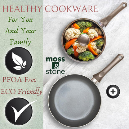 6 Piece Nonstick Cookware Set, Aluminum Pots and Pans, Induction Cookware Pots and Pans Set with Glass Lid, Home Kitchen Ware Pots Pan Set with Non-Stick Coating, Ptfe/Pfoa Free.