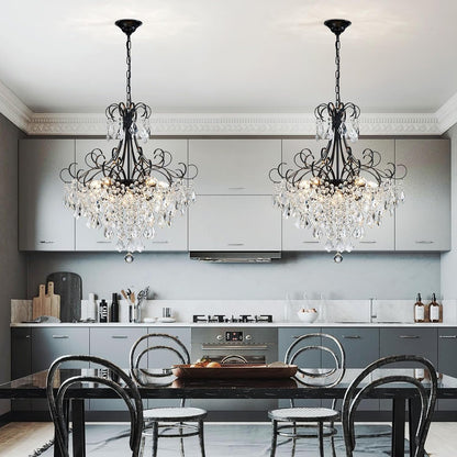 Black Crystal Chandelier 10 Light Pendant Ceiling Fixture