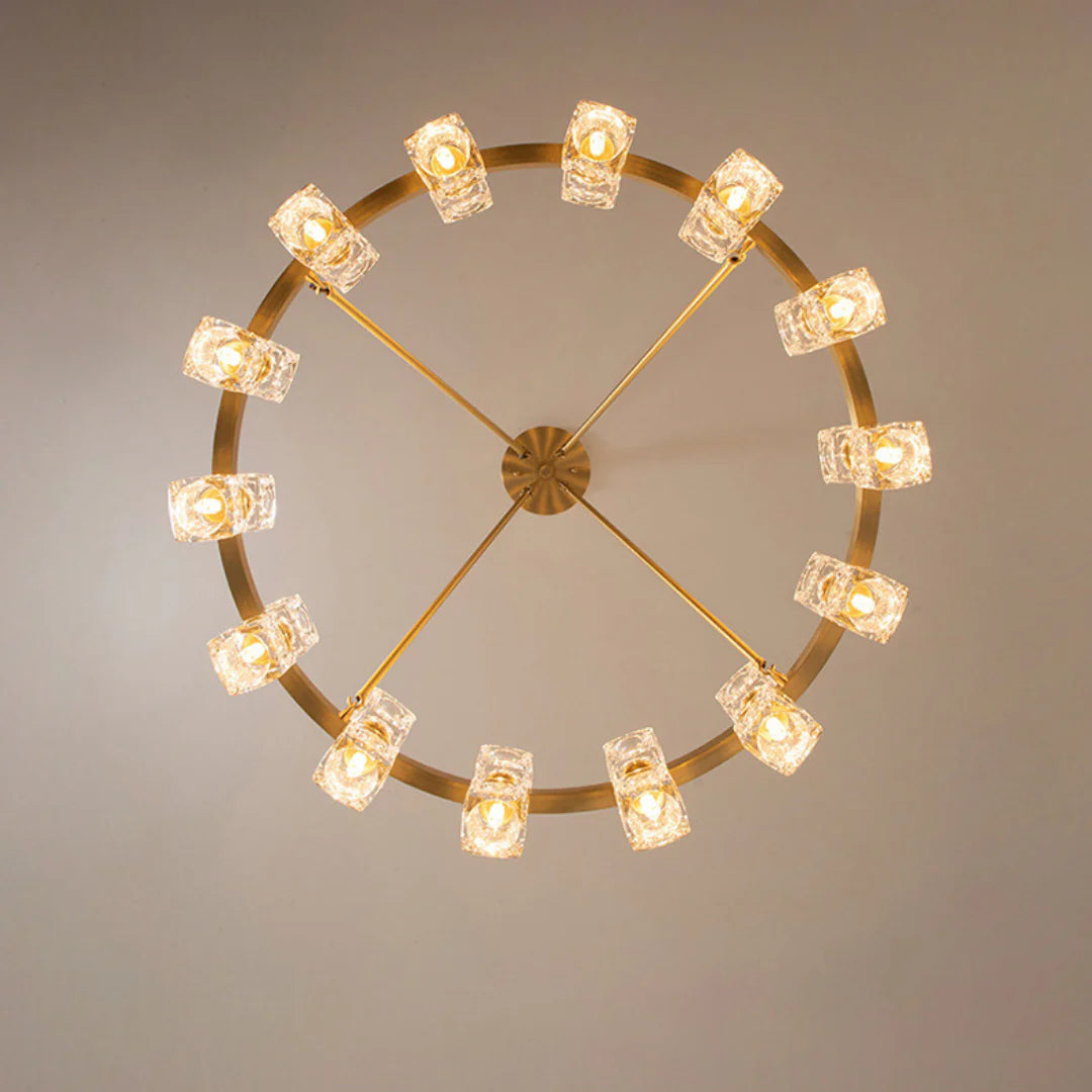 Crystal Cube Gold Chandelier