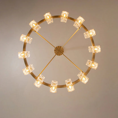 Crystal Cube Gold Chandelier