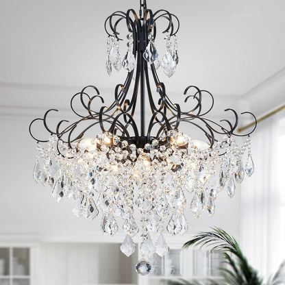 Black Crystal Chandelier 10 Light Pendant Ceiling Fixture