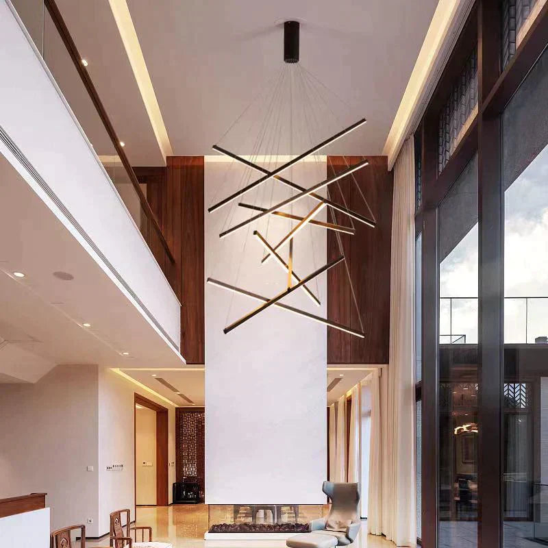 Elevate Your Space with the Modern Black Stair Chandelier